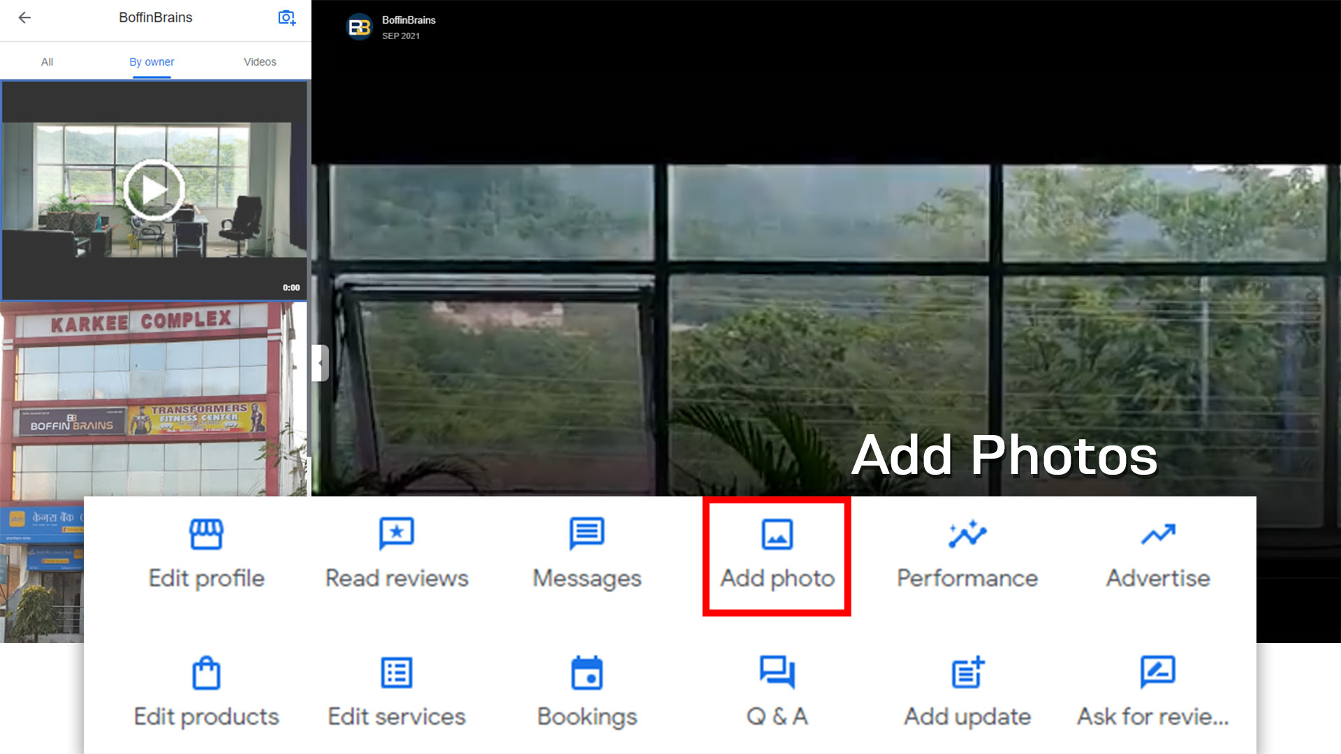 google my business, add photos function